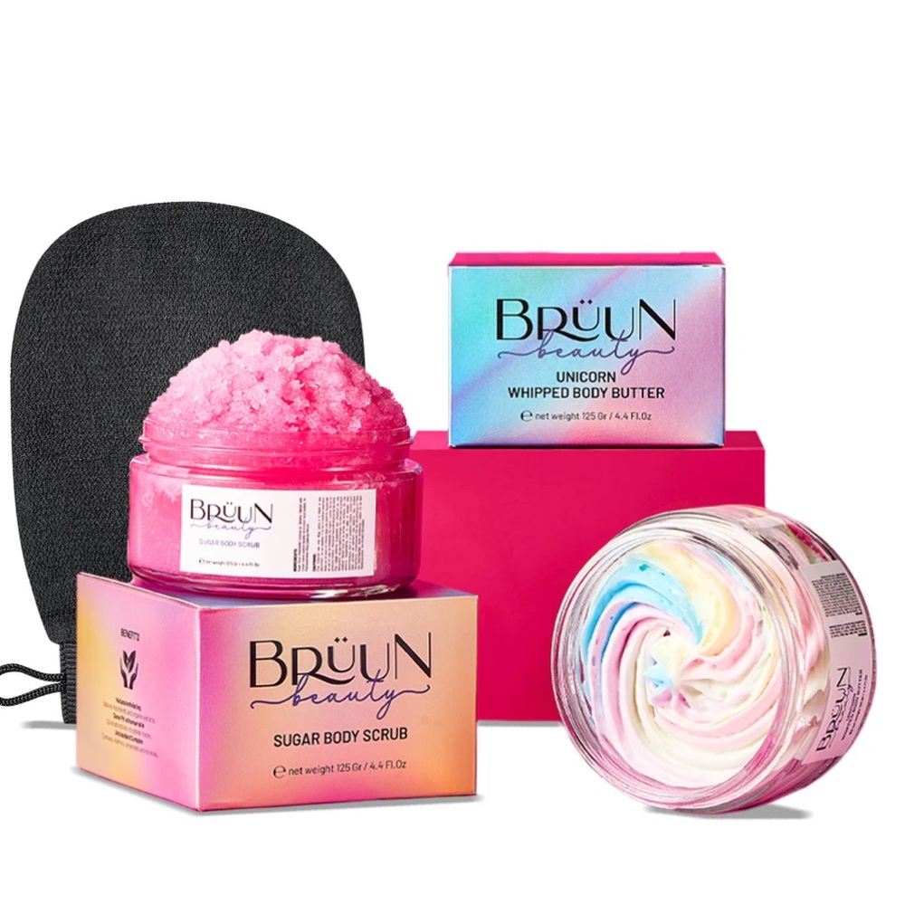 NEW Bruun Beauty Unicorn Whipped Body Butter and Sugar Body Scrub Set